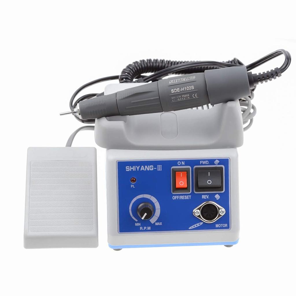EUSTOMA Micro Motor System Benchtop RPM High Spare Carbon Foot Pedal for Polishing and Laboratory Use Grinder, 35,000 Speed, N3+H102S Handle, Speed,