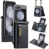 DG.MING M5 Series for Samsung Galaxy Z Flip7 FE 5G/Z Flip6 5G Case RFID Blocking Card Slots PU+PC Phone Cover