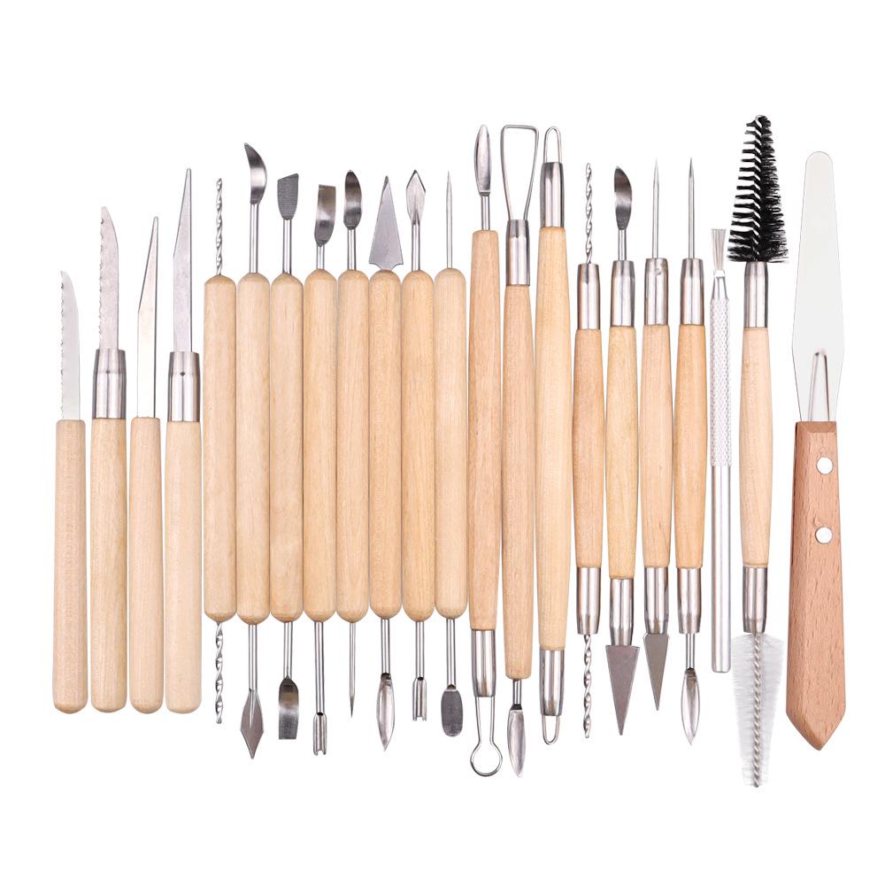 22-Piece Cross-Border Pottery and Clay Sculpting Tool Set with Laser Knife Carving Tools