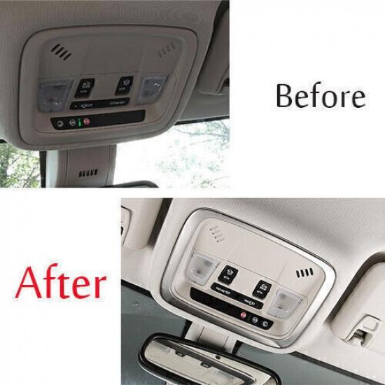 For Buick Regal 2018-2020 Silver Steel Roof Front Reading Light Cover Trim 2PCS