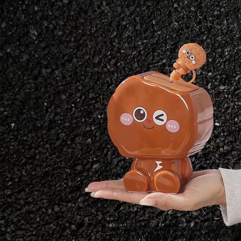 

Милая молочная кружка Fufu с крышкой, креативное печенье, керамическая чашка, сувенир, подарочная чашка, домашний офис, стакан для воды 301-400ml