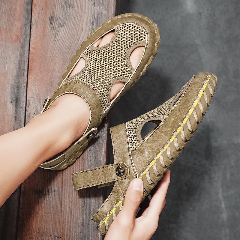 Men Hiking Sandals Outdoor Black Brown Mesh Clogs Wide Palm Slippers Closed Toe Sport Sandals Beach Shoes Large Size