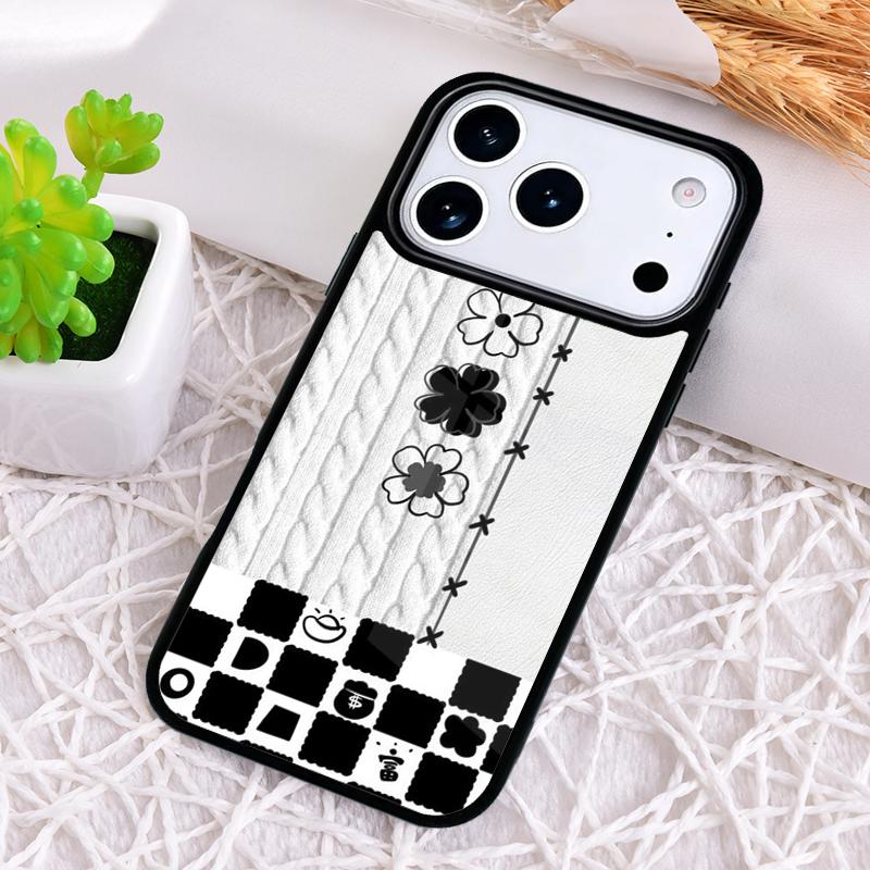 Luxury Chessboard Grid Love Heart Phone Case for iPhone 17 Air 16 15 11 12 14 13 Pro Max Shockproof Cover
