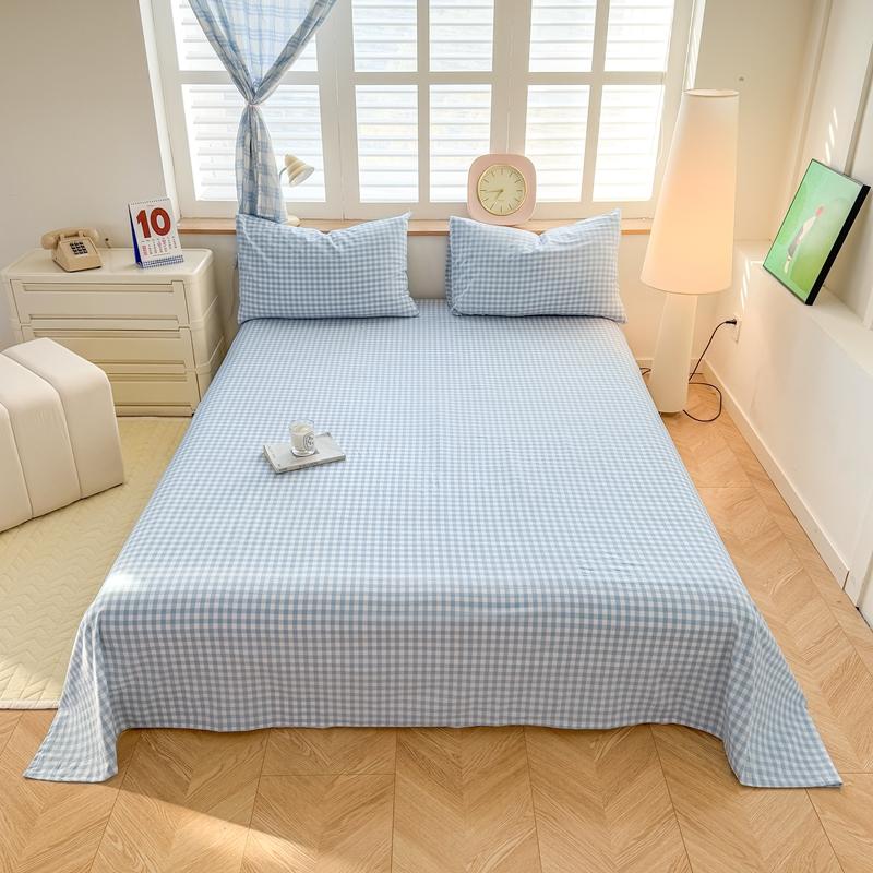 

New Class A Yarn-Dyed Sheets Simple Solid Color Lattice Single-Piece Sheets Skin-Friendly And Soft 160x230cm 1pcs