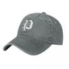Old English Initial White Letter P Baseball Cap Retro Women Unisex SunProof Hip Hop Hats Summer Fashion Outdoor Sun Snapback Cap