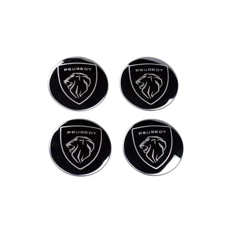 

56mm Aluminum Alloy Car Wheel Hub Cap Center Sticker Decals for Peugeot 4008 5008 3008 408 508L Tire Modified Decal Accessories чёрный