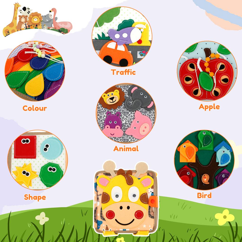 Educational Sensory Toy Animals Sensory Books Early Development Interactive Quiet Books Reusable Felt Book Soft Baby Felt Books