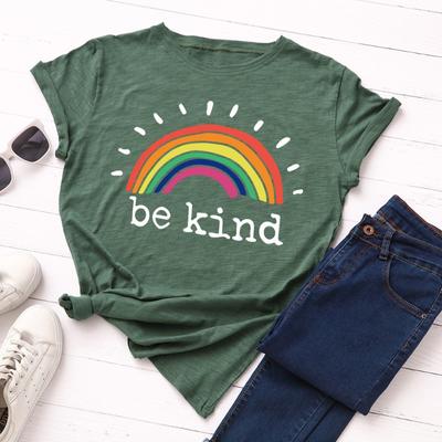 Summer Printed Cotton Loose Round Neck Short Sleeved T-Shirts Women’s