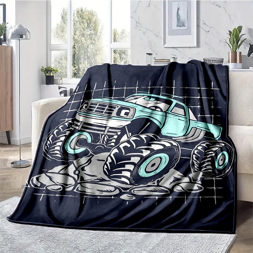 Truck Theme Printed Blanket - Perfect for Couch, Bed, Travel & Outdoor Use | Machine Washable, Cozy & Durable.