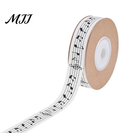 Cotton Ribbon for Gift Wrapping Black and White Musical Notes Ribbon, 5/8" x 11 Yards Music Skin Friendly Trim Note Printed DIY Crafts Party