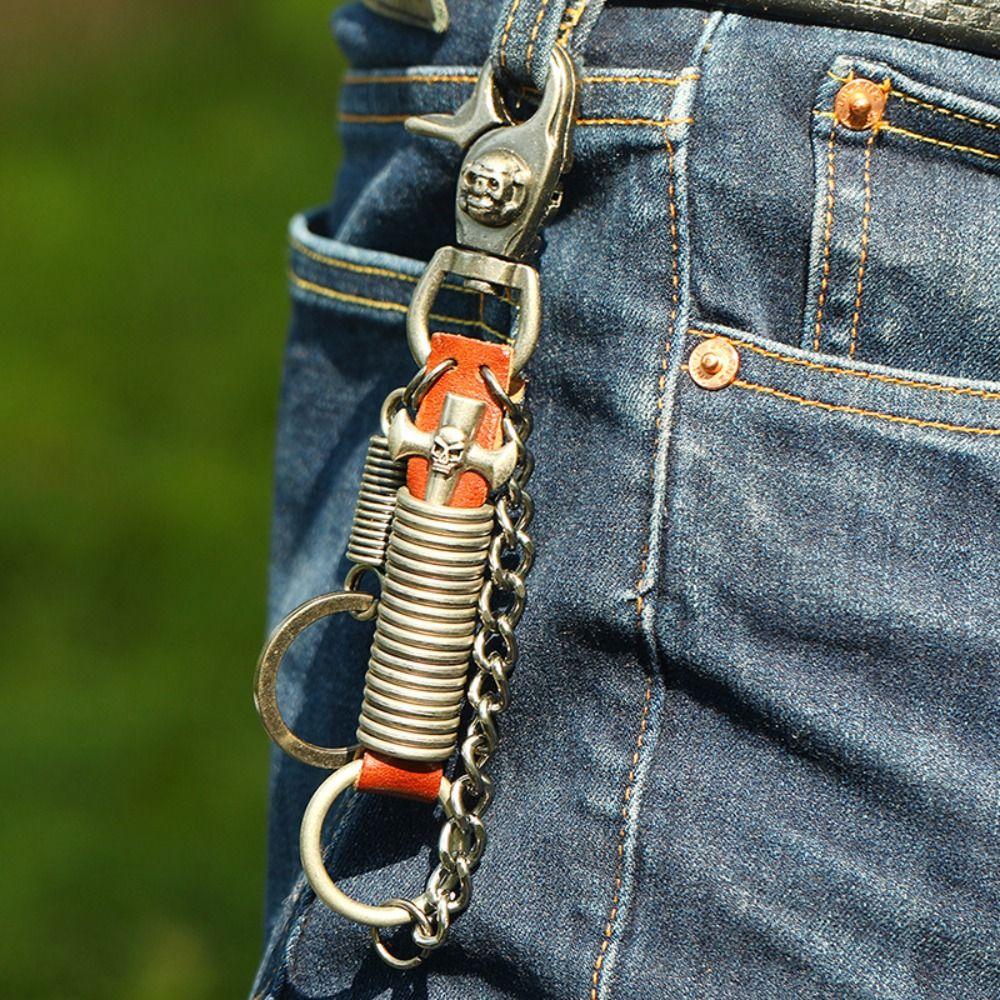 Skull Genuine Leather KeyChain Zinc Zinc Alloy Punk Style Pendant Leather Punk Rock  Key Chains  Couples