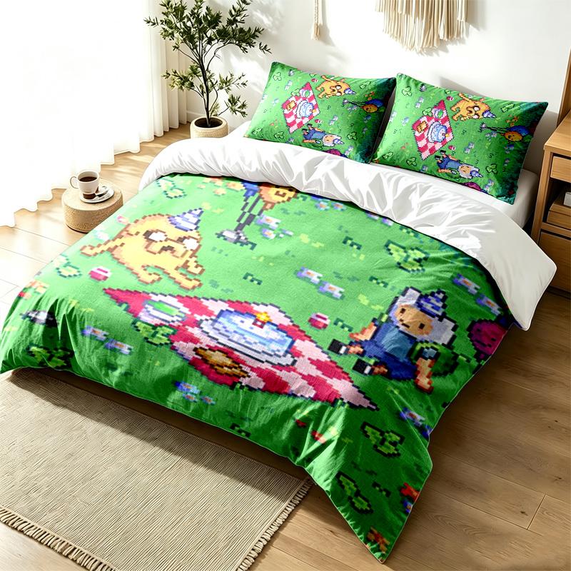 Adventure Time 3pc Duvet Cover Set Simple Modern Bedding Set Wrinkle Resistant Soft Fabric All Season Use a perfect gift