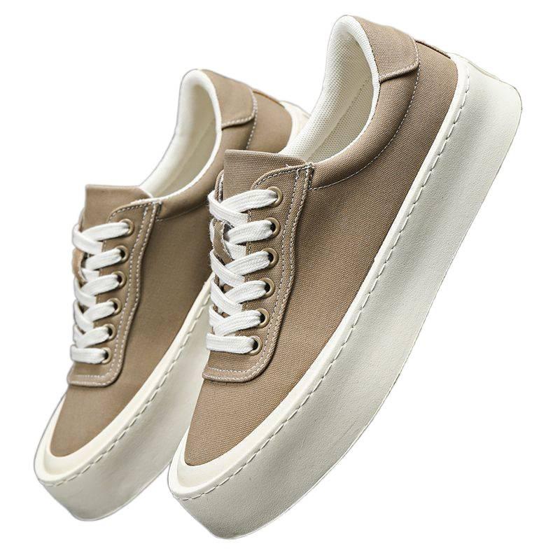 Canvas shoes men's 2025 new low-top board shoes breathable thick sole heightening trend versatile sports and leisure shoes simple