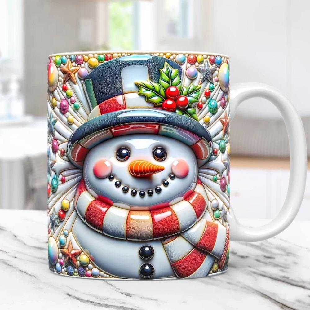 Tazza da caffè in ceramica tazza da tè pupazzo di neve cappello di Natale tazza