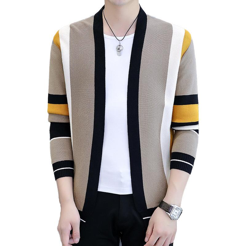 Spring and Autumn Hot Sale, Men's Knitted Sweater Jacket Casual Trend Versatile Thin Cardigan Sweater, Men's Jacket Outside