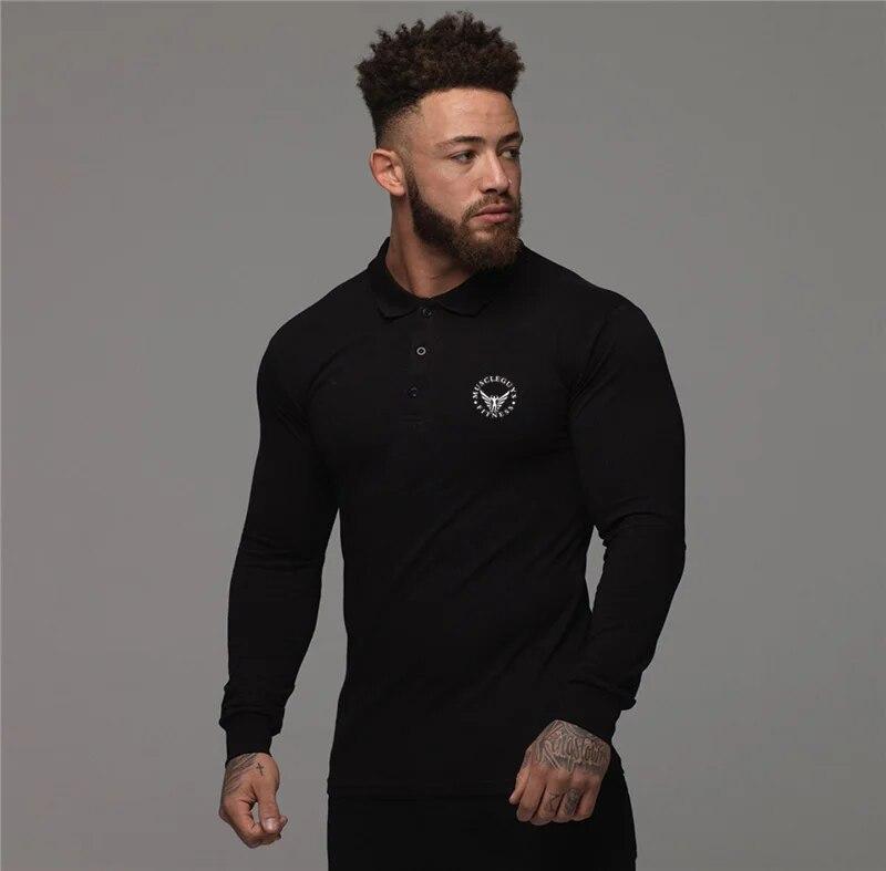 

Классическая мужская рубашка-поло с отложным воротником Do The Work на весну и осень, модная повседневная приталенная дышащая деловая рубашка-поло с принтом XXL чёрный