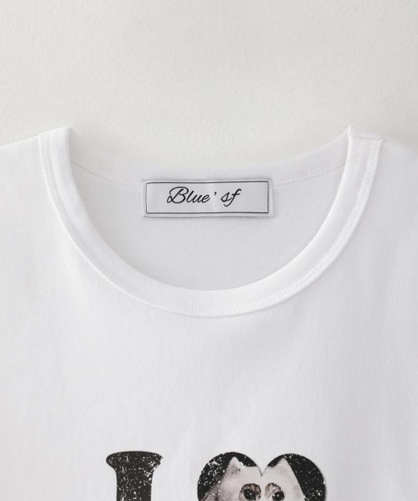 Beullusseonpeullawo I Love Cat Crop Top [White]