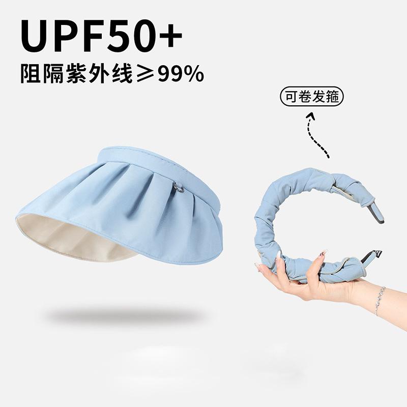 Sunscreen Hat Women's Summer Sunshade UV Protection Shell Headband Empty Top Face Cover Big Eaves Cycling Summer Sun Hat