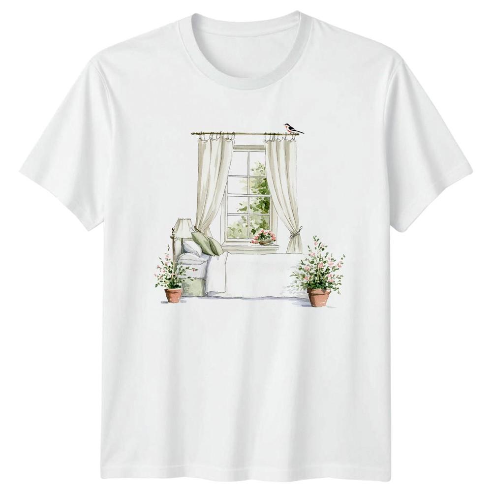 Cozy Bedroom Window Scene Home Decor Unisex Graphic Tee S