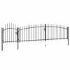 Garden Fence Gate With Spikes, 5 X 1.5 M, Black