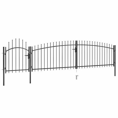 Gartenzauntor mit Spitzen, 5 x 1,5 m, Schwarz