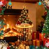 Plush Fabric Holiday Decor Lighted Christmas Ceiling Hanging Decor, Pre-Lit Tree Bell Pendant with Gift for Family Warm LED, Porch Doorway Ornament,