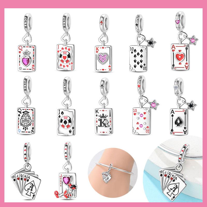 Poker Series Copper Hearts, Spades, Clown K J A 10 Charms Beads Fit 3Mm Original Bracelets Diy Jewelry Birthday Gift