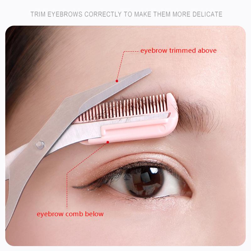 Eyebrow Trimmer Scissors With Comb Facial Hair Removal Grooming Shaping Shaver Cosmetic Makeup Accessories