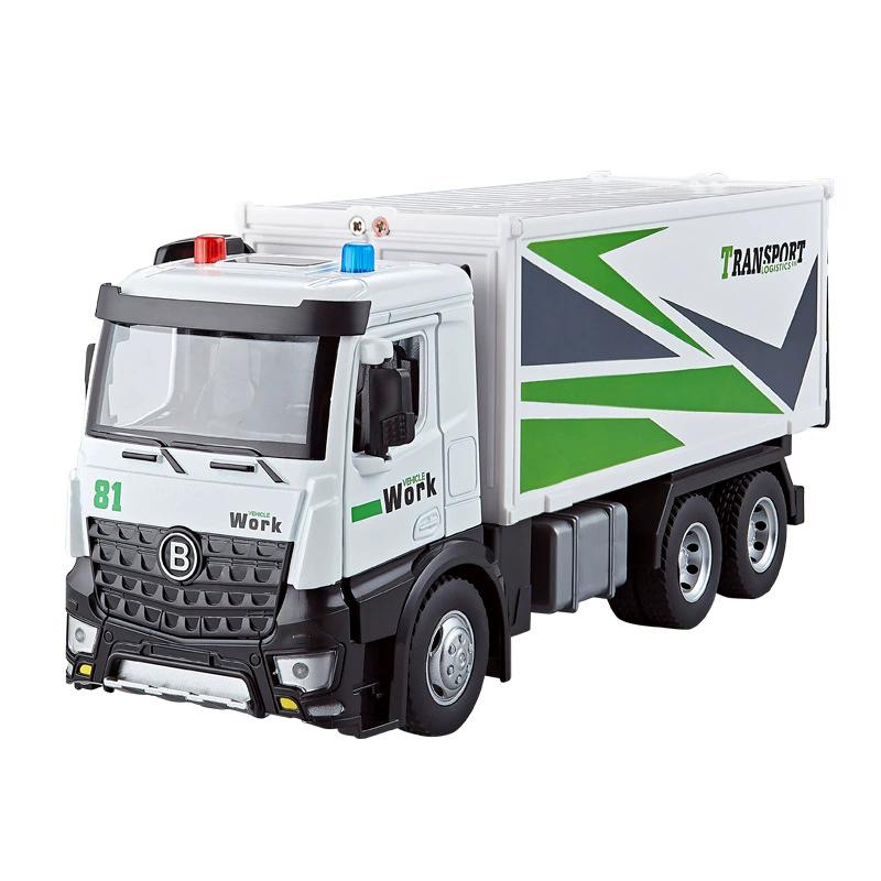 1:24 Mixer Truck Container Car Toy Model Alloy Diecast Doors Opened Sound Light Engineering Vehicle Models Gift for Kids