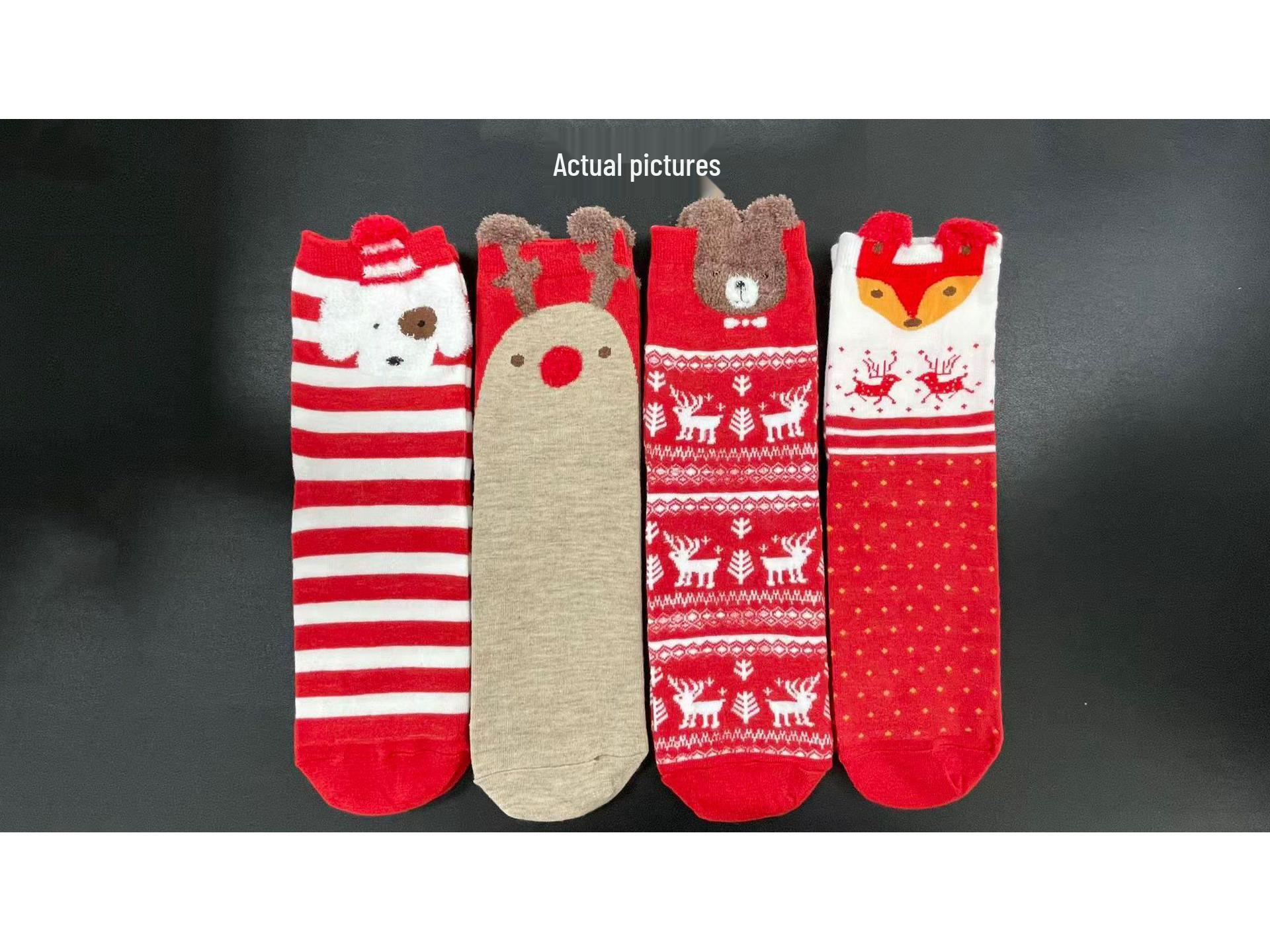 

Женские 3D носки до середины икры с оленями, осенне-зимний стиль, мультяшный рождественский дизайн. One Size
