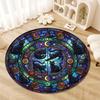 Stained Window Black Cat Round Area Rug,Carpet Rug for Living Room Bedroom Sofa Playroom Decor,Non-slip Floor Mat Q0043