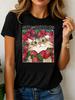 Cute Cat And Strawberries Print Unisexs Tshirt Casual Tops Y2k Comfortable Daily Wear Round Neck Short Sleeve Season
