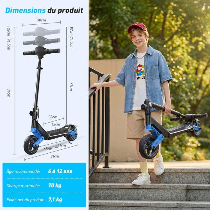 Elektrischer Kinderroller 6" AGILERIDE AT-B3B, 150W Motor, 3 Geschwindigkeiten, Bunte LEDs, 6-12 Jahre, Blau, Roller für Kinder