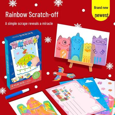 DIY Children's Rainbow Pointillism Scratch-Off Bookmark Kit