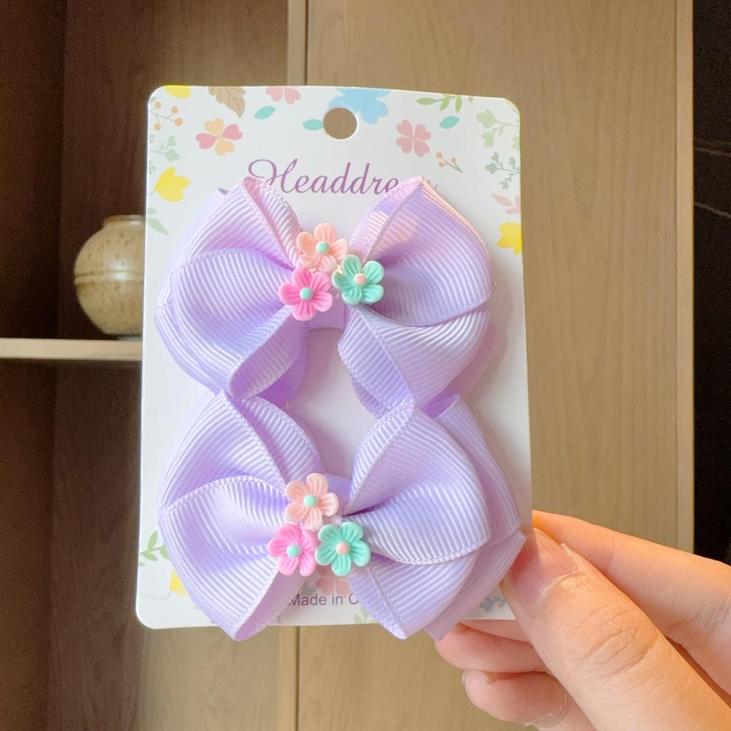 2Pcs/lot Baby Solid Hair Bows Hair Clips Ribbon Bow Hairpin for Girl Cheer Bowknot Barrettes Children Headwear Hair Accessories