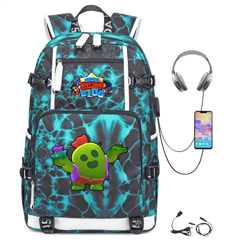 Mochila Periférica Brawl Stars Com Usb Mochila de Estudante para Viagem ao Ar Livre Mochila de Montanhismo de Grande Capacidade