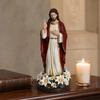 Jesus Statue with LED Lighted Flowers USB Powered Jesus Figurine Blessed Religious Sculpture