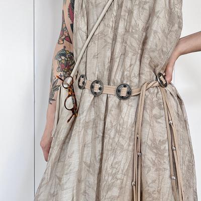 Bohemian Retro Hand-Worn Metal Suede Belt Casual Vacation Style Waist Chain Woven Women