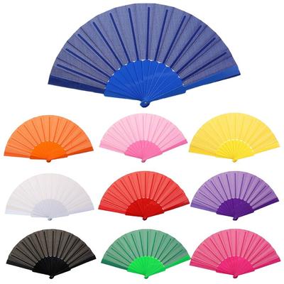 Ventilateur Pliant Portable Plastique Élégant Tissu Ventilateur à Main Ventilateur en Soie Unie Chinoise Portatif pour Mariages Voyage Fête Danse Cosplay