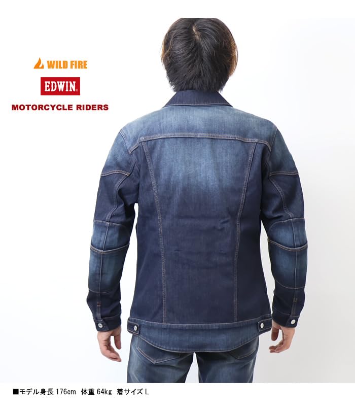 Edwin KBWG01 Dark Blue Motorcycle Denim Size L Men's Jacket,