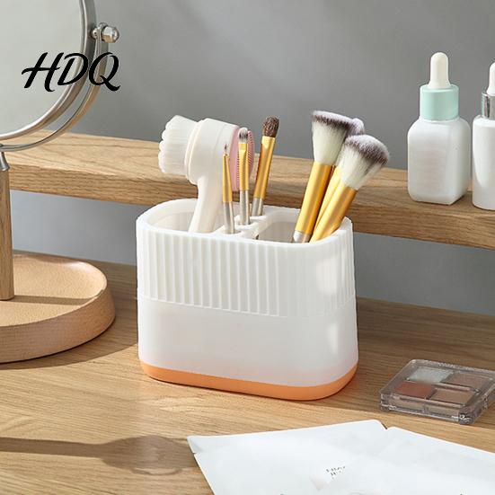 Compact Desk Organizer for Supplies Desktop Pen Holder Compartments Thickened Plastic Organizer Macaron Office Storage Color Vertical Pattern