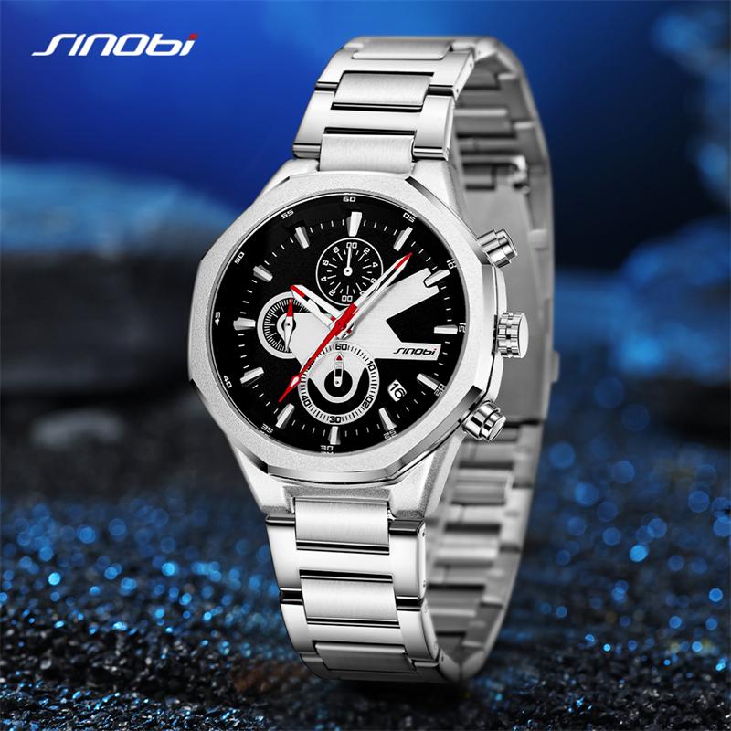 SINOBI Design nou Ceasuri cu calendar pentru bărbați Stiluri de modă Ceasuri de mână cu quartz pentru bărbați Cronograf original Cadouri pentru bărbați Ceas