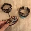 Retro Bohemian Maillard Cowhide Layered Bracelet - Vintage Ethnic-Style Women's Accessory
