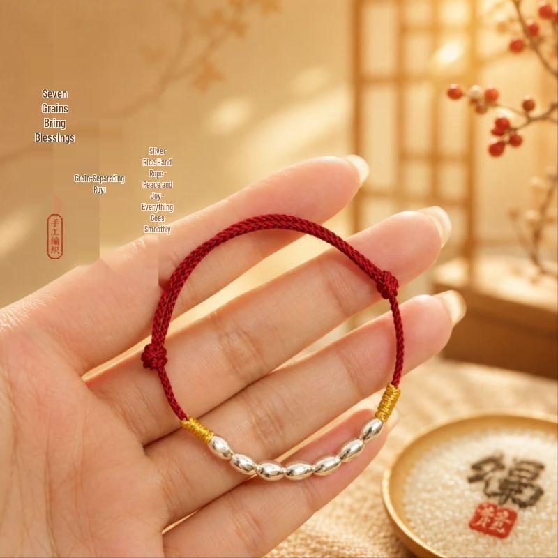 Sterling Silver Zodiac Year Lucky Red Rope Handmade Bracelet
