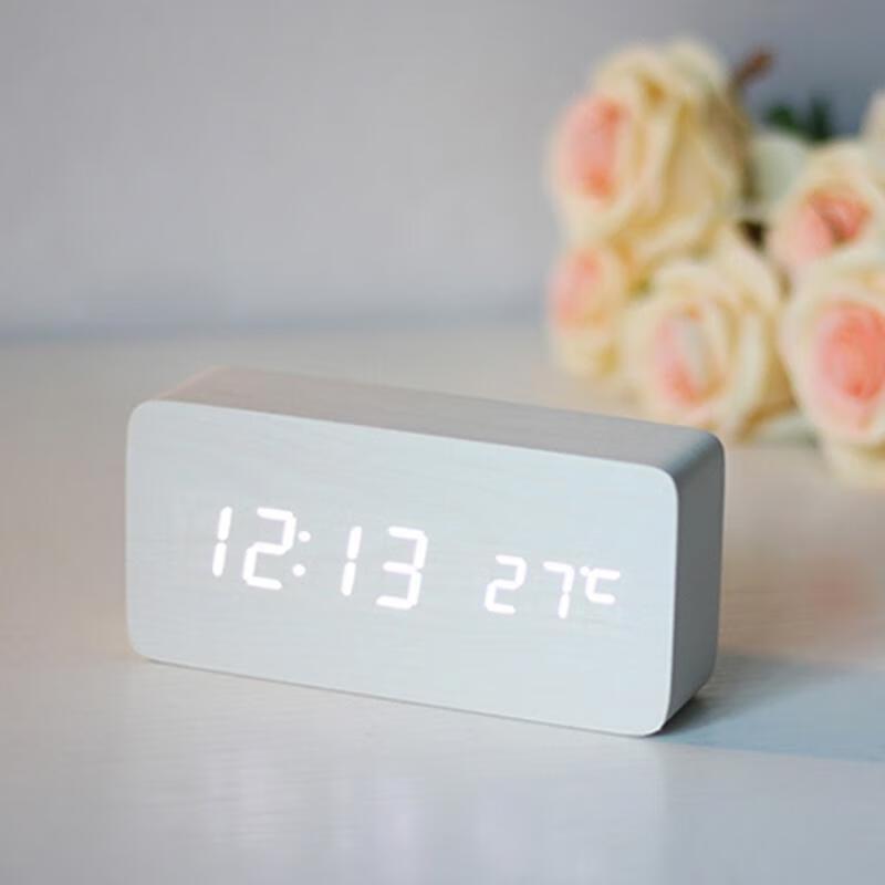 

HANDUNYOU Creative Wood Grain Digital Alarm Clock