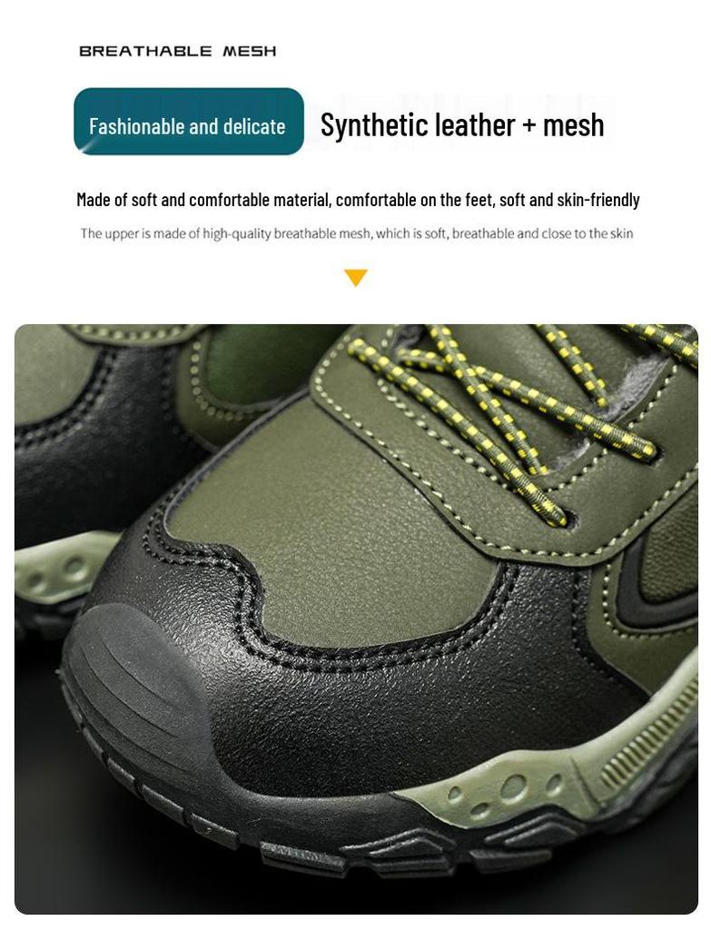 Warm Winter Leather & Velvet High-Top Hiking Boots for Kids