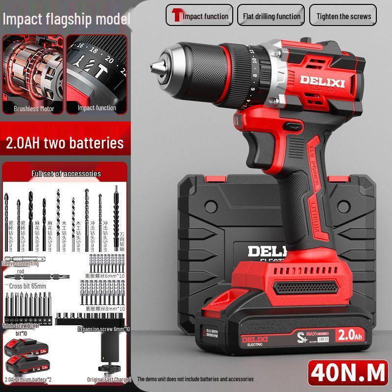 Delixi Cordless Brushless Drill and Electric Screwdriver with Lithium Battery