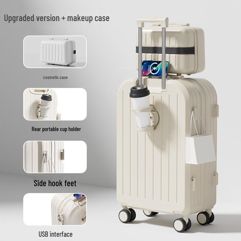 Valise trolley de haute valeur: Valise de voyage grande capacité avec fermeture éclair double couche pour hommes et femmes étudiants