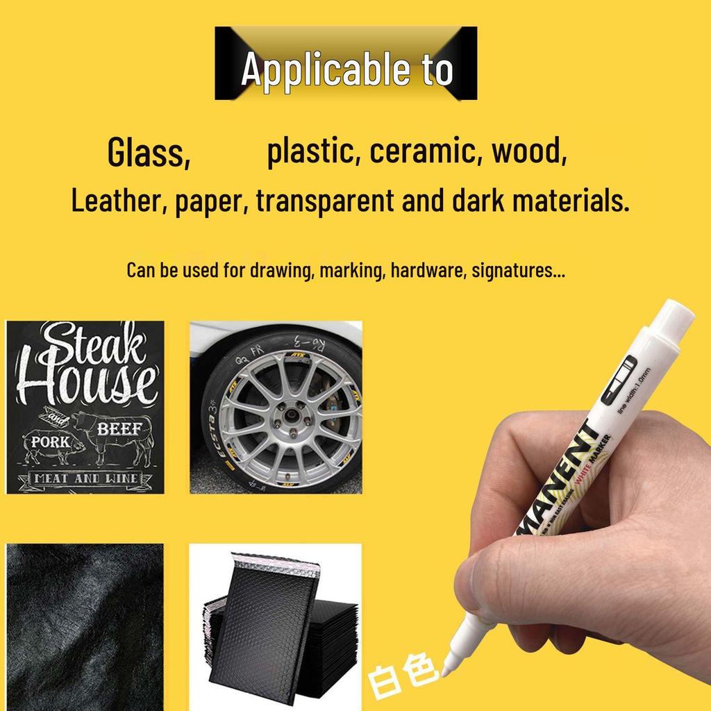 50 Fine Tip White Waterproof Tire Paint Pens - Quick-Drying & Non-Fading.