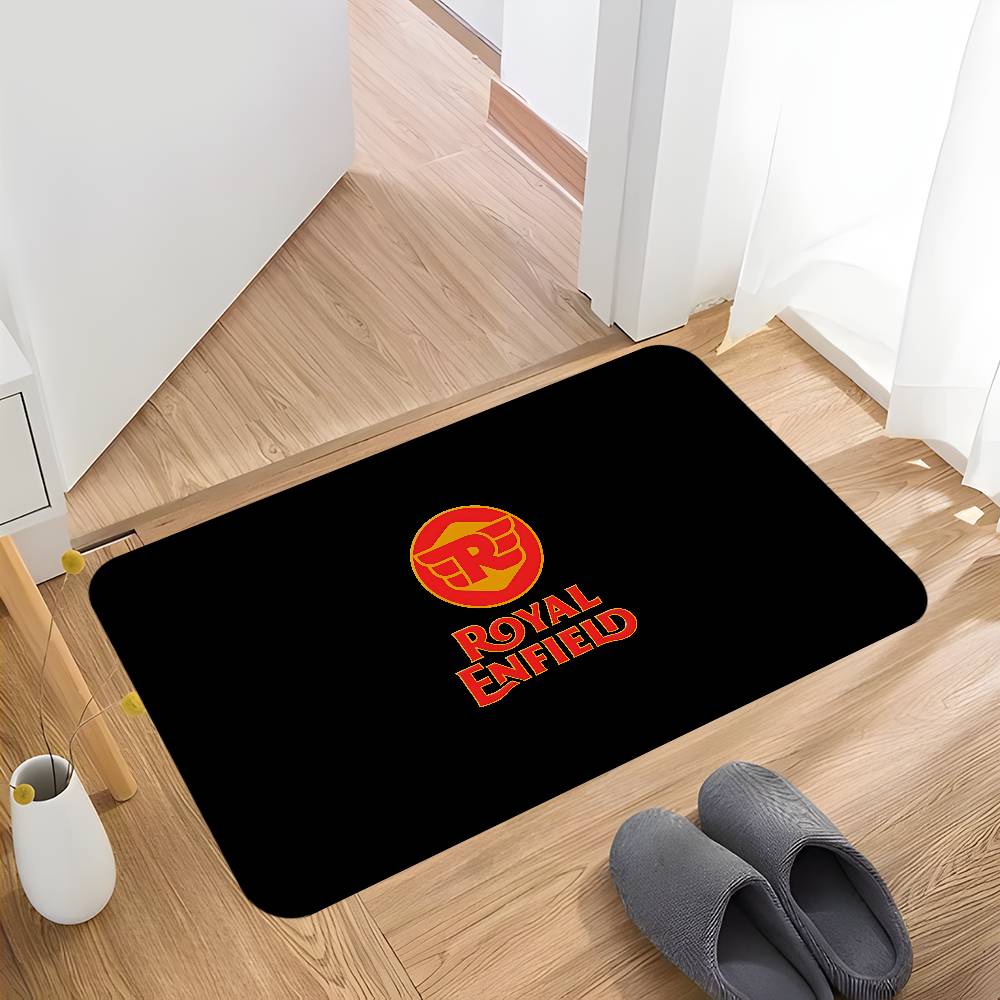 R-Royal E-Enfield Logo Room Mats Retro Multiple Choice Living Room Kitchen Rug Non-Slip Welcome Rug